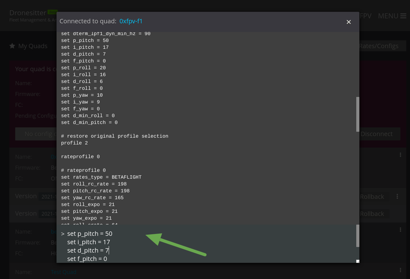 FPVSIM betaflight/inav CLI interface.