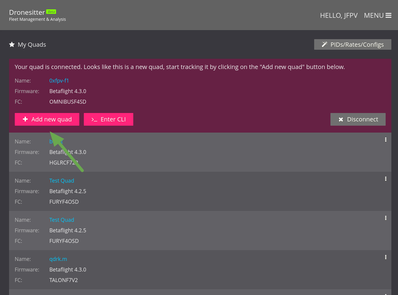 Connected to Betaflight/iNav serial port.